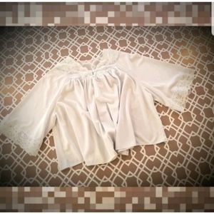 Vintage bed jacket baby blue Rose's flutter silky FIRM PRICE